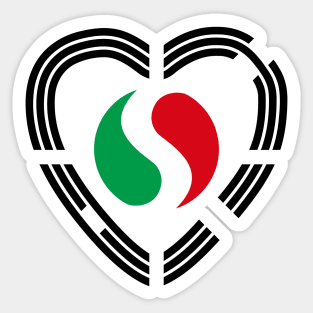 Korean Italian Multinational Patriot Flag Series (Heart) Sticker